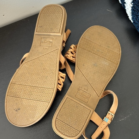 WOMENS TOMS LEXIE HONEY LEATHER SYNTHETIC BRAID SANDALS SHOES - Picture 5 of 5